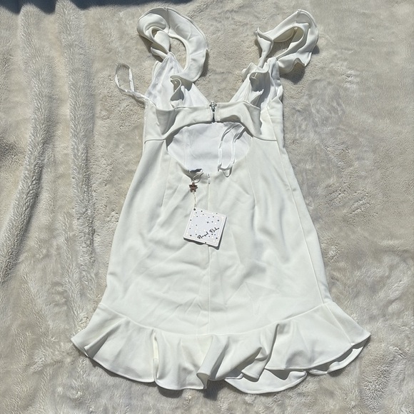 Angel Biba White Ruffle Mini Dress | Bridal Shower | Summer Party Look Size L - Picture 6 of 9